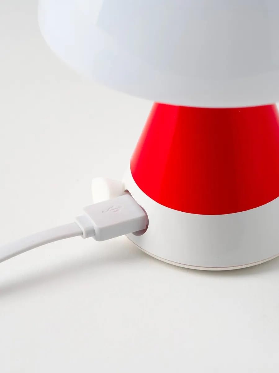 Lexon Pantone Mina M Mushroom Lampada da tavolo - Luce notturna portatile per camera da letto, bambini e cameretta dei bambini, 9 colori LED, lampada da tavolo ricaricabile con 24 ore e dimmer (rosso)