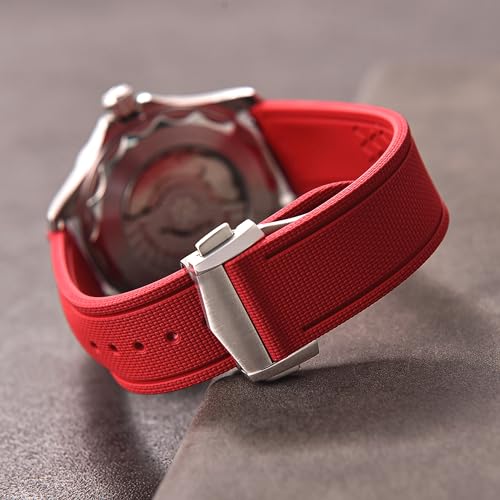 Image of WAMD Vector FKM Rubber Watch Strap 20mm 22mm - No Loop Deployment Clasp - Premium Fluoroelastomer Replacement Band.