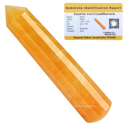 Image of Certified Yellow Aventurine Crystal Wand - Pointed Crystal Wand for Energy Healing, Chakra Balancing, Meditation and Home Decor - Crystals and Healing Stones for Gift
