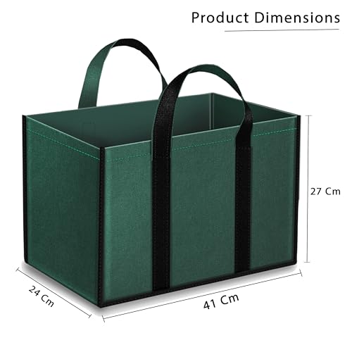Image of DAHSHA Pack of 2 Heavy Duty Canvas Grocery Bags (Green,41x24x27cm)