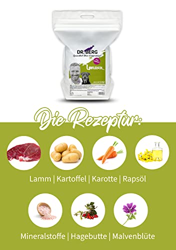 Dr. Berg URFLEISCH Lamm & Kartoffel - Getreidefreies, hypoallergenes Hundefutter - Trockenfutter mit viel FRISCHFLEISCH - extra verträglich und lecker durch natürliche Zutaten (5 kg)
