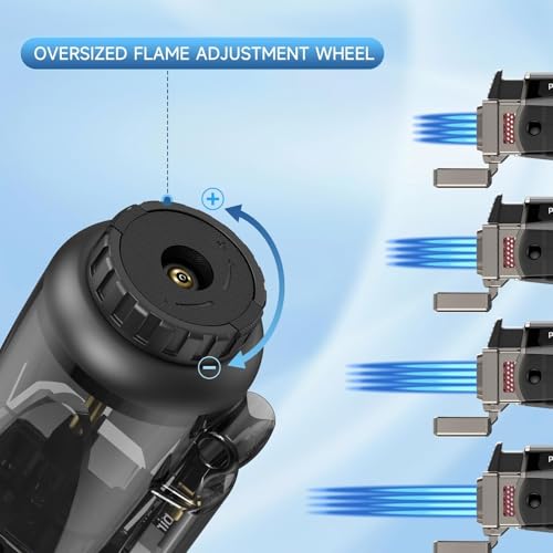 Encendedor Quad Jet Flame resistente al viento negro miniatura 3