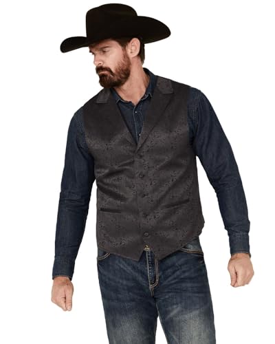 Cody James Men's Nashville Paisley Print Dress Vest - CJPV2405-DKGRY Medium US