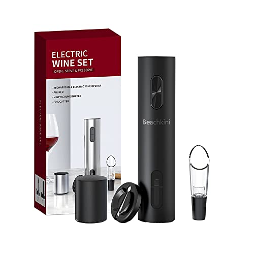 Set apribottiglie elettrico ricaricabile.Guscio esterno in lega di alluminio.Include tagliacapsule,Versatore,Tappo a vuoto Cover