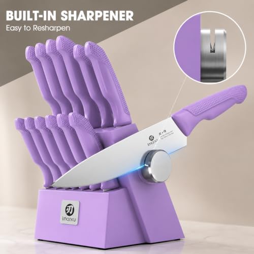 Image of imarku 14-piece Japanese kitchen knife set, including knife block sharpener