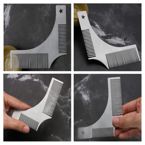 1 Pcs Beard Shaper Template Beard Shaping Tool Stainless Steel Styling Template Facial Hair Grooming Trimming Tool For Mustache Goatee Sideburns Trimming #TOP7