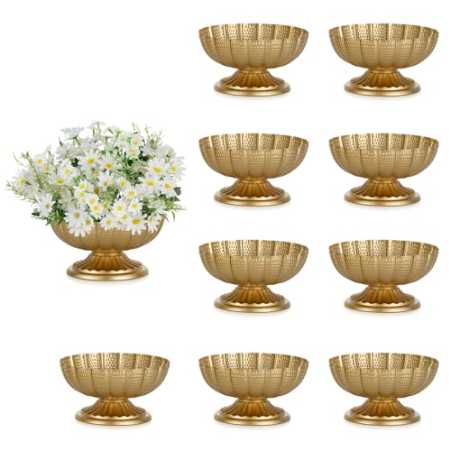 NUPTIO Small Gold Vases for Centerpieces: Brass Compote Vases for