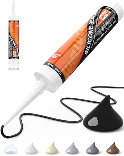 WELLUCK Black Silicone Caulk, 100% Waterproof Silicone Seala...