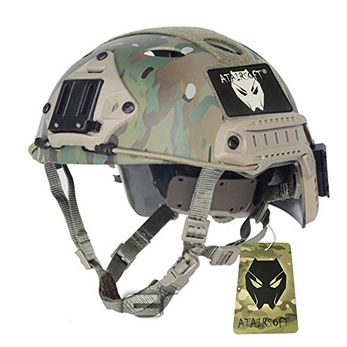 ATAIRSOFT PJ Type Adjustable Tactical Fast Helmet w/Side Rails and NVG Mount MC (L/XL)