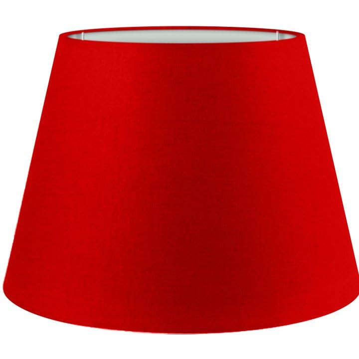 Wogati® Premium Lampenschirm | Größe: L | ØU:25cm | Farbe: Rot | E14/E27 | konisch | Baumwolle | für Stehlampen, Hängelampen, Tischlampen, Deckenlampen