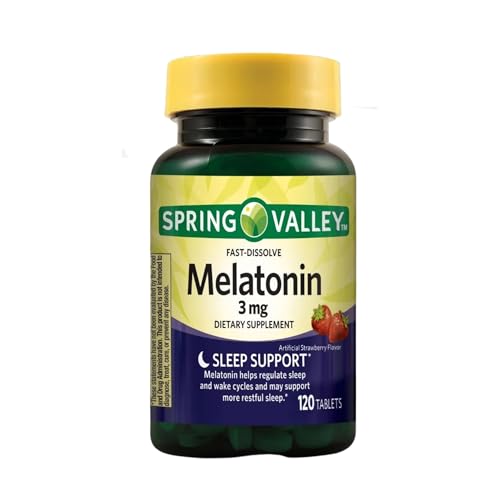 Unique Bundle Store Melatonin 3mg 120 Tablets - Strawberry Flavor Fast-Dissolve Dietary Supplement Natural Sleep Aids for Adults (Pack of 1)