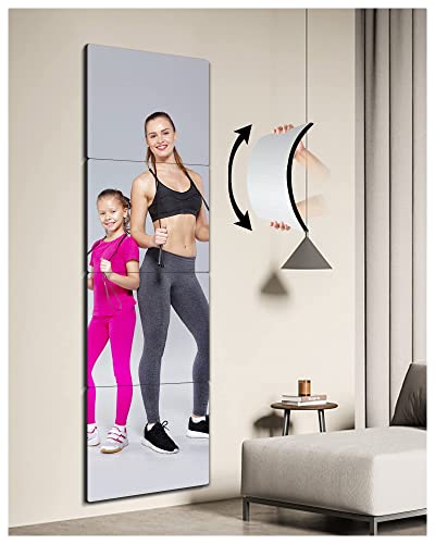 Bedroom Mirrors For Wall Mirror Full Length Mirror,Unbreakable Full Body Mirror Long,12 "X12" X4 Pack,Over The Door Mirror,Acrylic Large Mirror Wall Stickers Tiles,Espejos Para Dormitorio,Decor Gym #TOP3