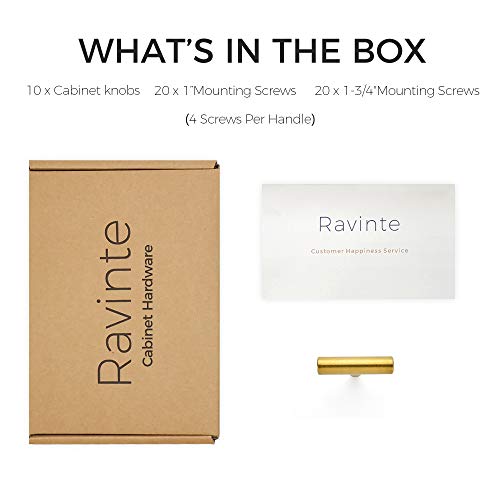 Ravinte 10 Pack 2 inch Cabinet Pulls Brushed Brass Stainless Steel Kitchen Cupboard Handles Cabinet Handles 2”Length by Ravinte - Used condition - Image 7