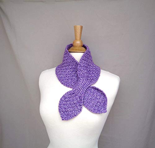 Ascot Bow Scarf, Hand Knit Cotton Blend, Pull Through Keyhole Scarf, MULTIPLE COLOR CHOICES3
