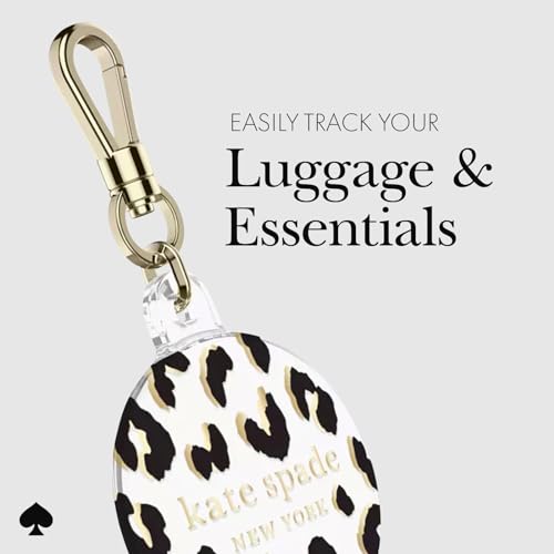 Image of kate spade new york AirTag Holder with Gold Ring Clip - City Leopard | Stylish, Anti-Scratch, and Protective Case for Apple AirTag - Attaches Securely to Bags, Luggage, Keys, Purse, Totes & More