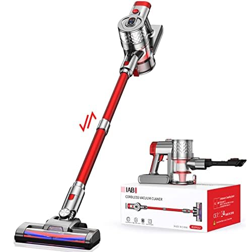IAB Akku Staubsauger Kabellos mit 30000PA & 300W Starker Saugleistung, 6 in 1 Ultraleiser Akkusauger Beutellos Vacuum Cleaner Handstaubsauger