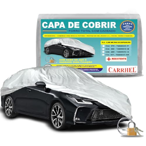 Capa para carro forro total com cadeado impermeavel proteção UV Silver -GG