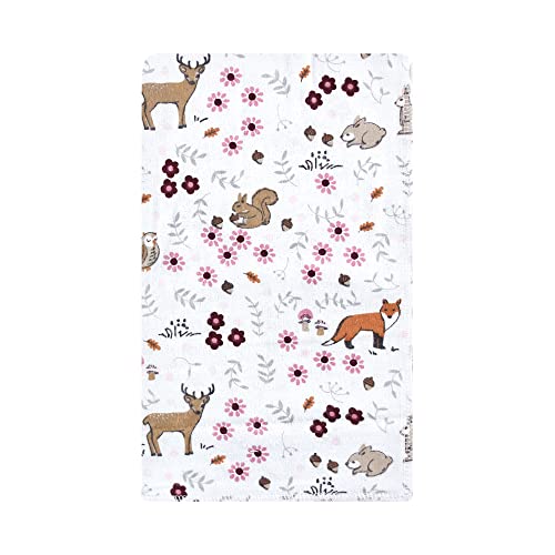 Image of Hudson Baby Unisex Baby Cotton Flannel Burp Cloths, Woodland Floral, One Size