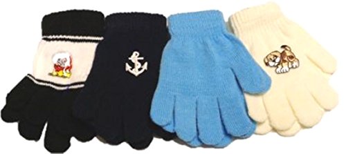 Set of Four Pairs One Size Magic Gloves for Infants and Toddlers Ages 1-4 Years