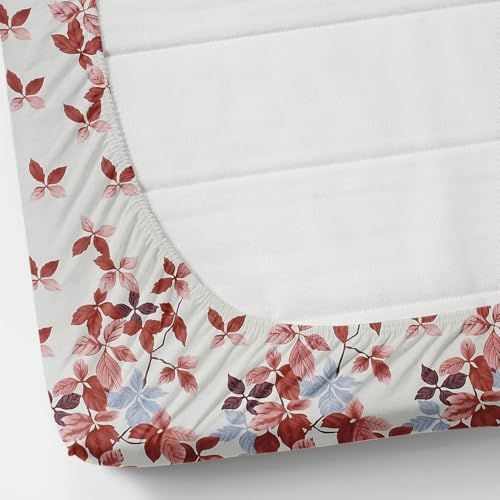 Image of 300 TC Cotton Feel Glace Cotton Elastic Fitted Bedsheet for King Size Double Bed | Fits up to 8 Inch Mattress | Printed Bedsheet with 2 Pillow Covers (White, Double Size - 72 inchx72 inch)