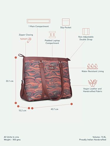 Image of ZOUK Office Bag | Stylish Bags for Office Use | Laptop Bag 15.6 inch | Stylish Tote for Office Use | Purse for Women | Vegan Leather Handbag | Daily & Travel Use