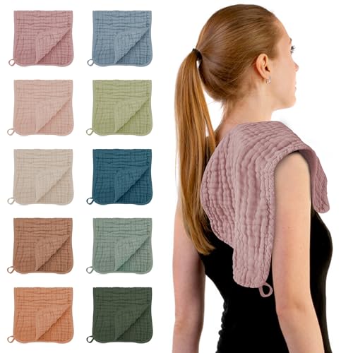 HIPHOP PANDA Muslin Burp Cloths, 10 Pack - Large 20' X10' - Ultra Absorbent and Soft 100% Cotton Baby Essentials Drool Rags and Messes for Newborn -...