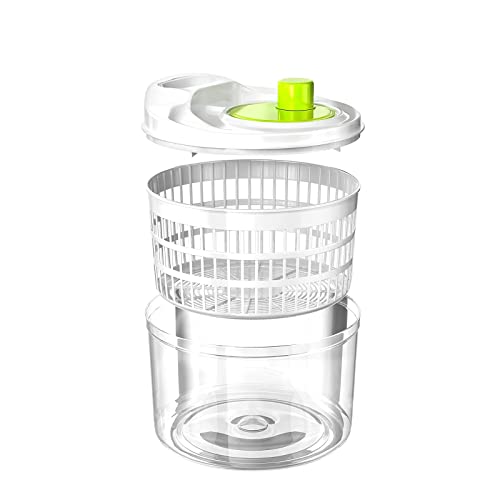 ERFGT Salatschleuder Kunststoff, Salatschleuder mit Deckel, Salatschleuder mit Kurbel, Salatschleuder Faltbar, Salatschleuder 3L, Küchenhelfer Zum Trocknen Von Gemüse, Salat, Gemüse Und Obst – Bild 3