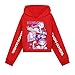 Demon Hunters Girls Casual Hoodie Cute Pattern Anime Prints Sweatshirt Novelty Long Sleeve Fashion Pullover Red