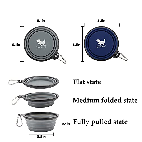 Collapsible Dog Bowls For Travel, 2-Pack Dog Portable Water Bowl For Dogs Cats Pet Foldable Feeding Watering Dish For Traveling Camping Walking With 2 Carabiners, Bpa Free #TOP1