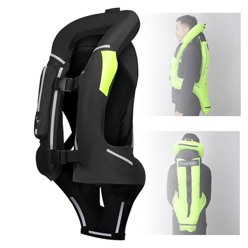 Chaqueta Reflectante Para Motocicleta + Airbag Para Cuello Y Cola, Inflado Completo En 0,3 Segundos, Chaleco Airbag Para Motocicleta De Motocross, Chaleco Para Motocicleta,Black-S