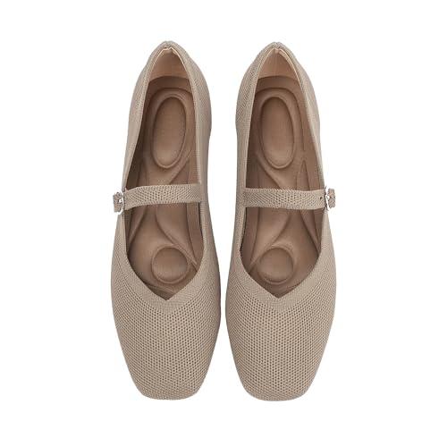 Maqixz Knit Square Toe Flats