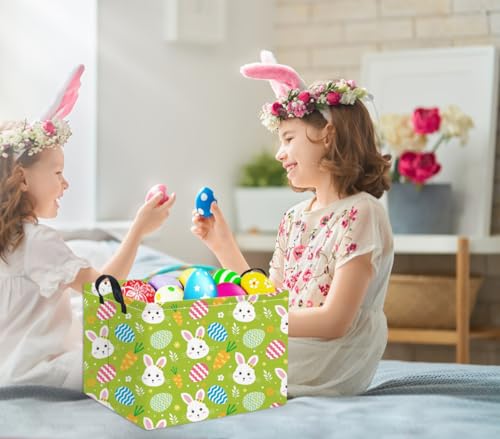 Image of Rectangular Easter Bunny Storage Basket for Kids & Baby - Cute Toy Storage Bin and Organizer - Room Decor