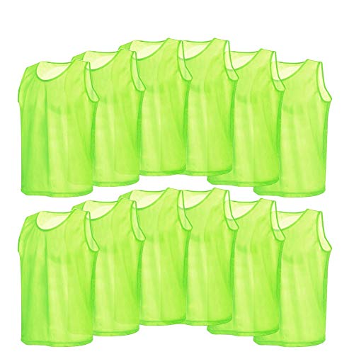 VGEBY Lot de 12 gilets de sport pour adultes Chasuble Veste d'entraînement en maille respirante pour football, basket-ball, rugby