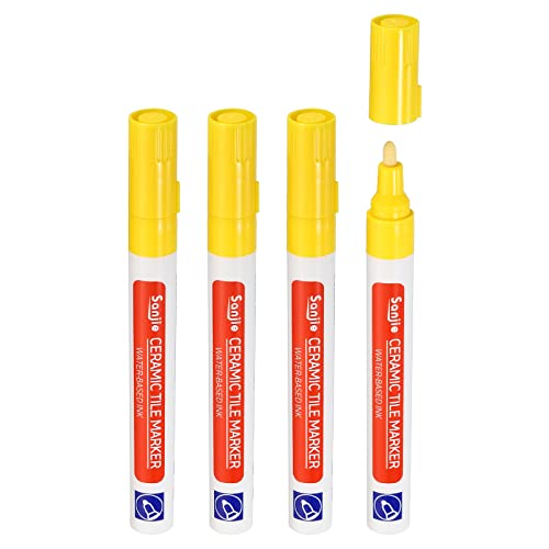PATIKIL Grout Pen, 4 Pack Yellow Tile Marker Waterproof Grout Sealer Pen Tile Repair Pens Paint Pens for Wall Floor Bathroom Kitchen Refresh