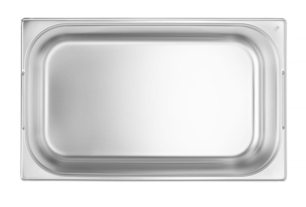 HENDI Recipiente Gastronorm GN 1/1 con asas, Budget Line, resistencia térmica -40 °C a 250 °C, apto para horno y baño maría, 28L, 530x325x(H) 200mm, acero inoxidable