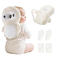 Fortella Baby Head Protector Backpack, Adjustable Strap, Head Protection for Baby Learning Walking Cushion, w Socks & Knee Pads for Crawling, Babies Safety Harness, Toddler Kid Gifts 5–24 Months (Owl)