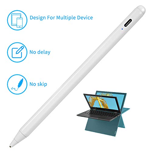 Active Stylus Pen for Lenovo C940, Touch-Control and Type-C Rechargeable Digital Pen for Lenovo Yoga C940,Good at Sketching and Note-Taking on Yoga C940 White Drawing Stylus