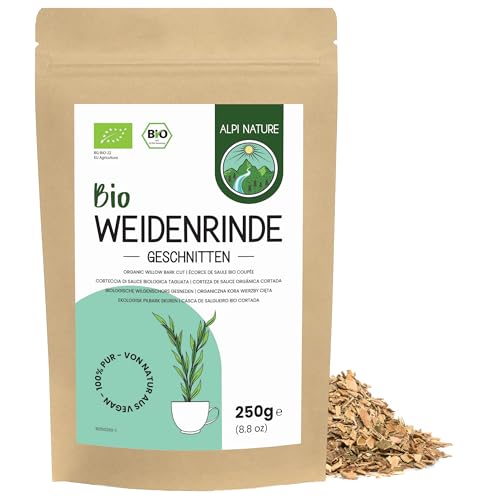 Alpi Nature Corteza de Sauce Blanco Orgánico BIO 250g, Corteza de Sauce Seca y Cortada, Té Suelto