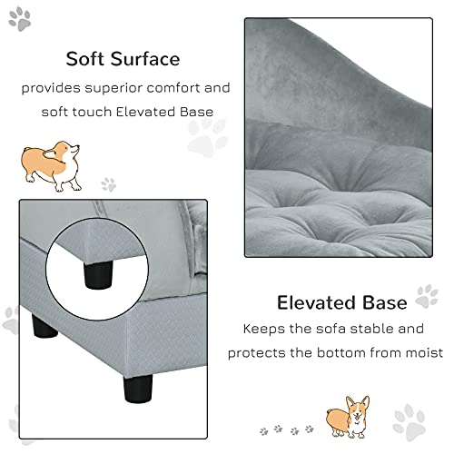 PawHut Dog Sofa with Storage, Pet Chair for Small Dogs, Cat Couch with Soft Cushion, Light Grey, 76 x 45 x 43 cm - Image 8