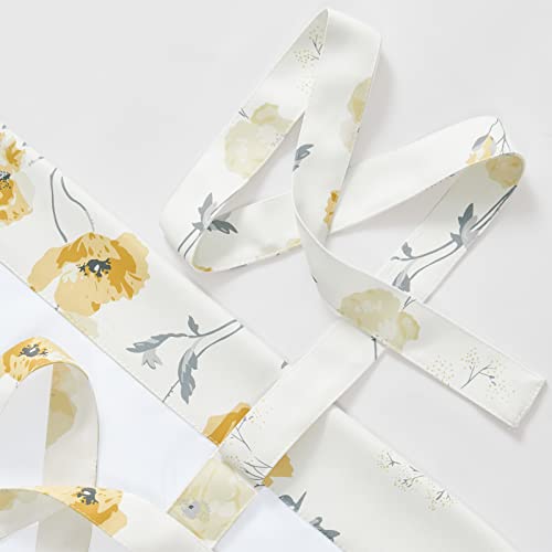 Jinchan Tie Up Valance Curtain Watercolor Window Tie Up Shade Floral Valance For Windows 54 Inch Farmhouse Botanic Small Window Curtain Adjustable For Living Room Kitchen 1 Panel Yellow On Ivory #TOP7