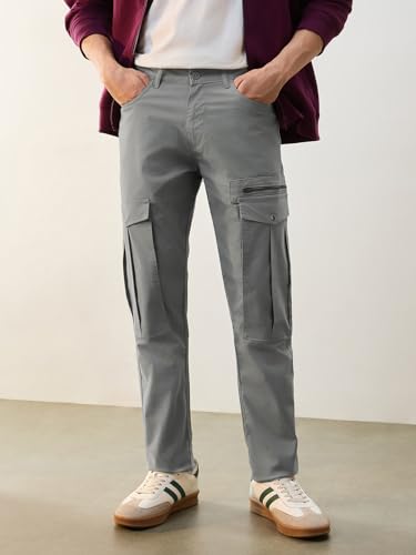 Image of NOBERO Men's Utility Cargo Pants | Cargo Pants for Men | Regular Fit | Multi-Pocket Utility Design | Durable Woven Fabric | Everyday Wear