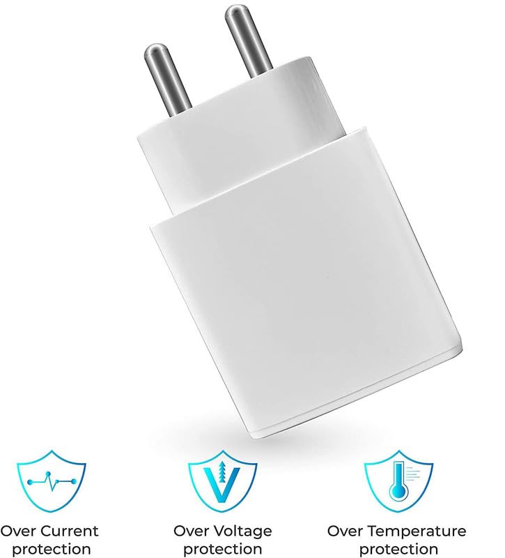 Image of 18W Charger for Xiaomi Redmi 13C 5G / 13 C Charger Original Adapter Like Android Mobile Fast USB Wall Charger with 1 Meter USB Type C Charging Data Cable (3 Amp, TVI14, White)
