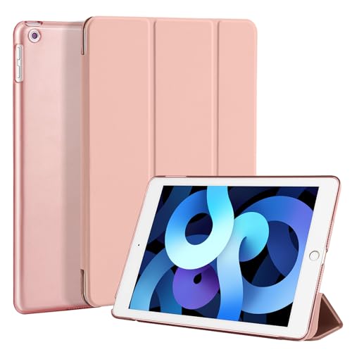 4UBonLife Custodia per iPad 6a /5a Generazione 9,7 Pollici 2018/2017, Cover Protettiva Rigida, Sottile e Leggera con Traslucida Posteriore Opaca Cover per iPad 5/6, Auto Sveglia/Sonno, Oro Rosa