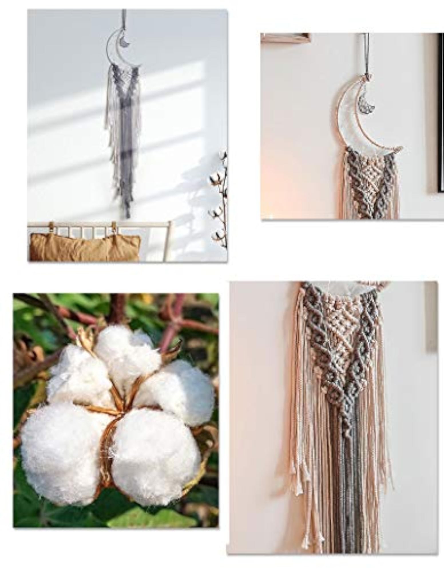 2PCS Moon Macrame Wall Hanging Boho Dream Catchers