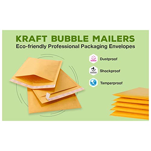 SALES4LESS - Kraft Bubble Mailers, Self-Seal, Waterproof & Cushioned Padded Envelopes for Shipping 10.5 x 16 in (10 Pack, Gold) - Image 4