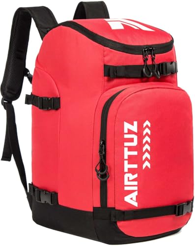 AIRTTUZ Ski Boot Bag Waterproof Backpack (Red)