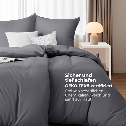 Image of Utopia Bedding Double Duvet Cover - Microfibre Duvet Cover 2 x 135 x 200 cm + 2 x Pillowcases 80 x 80 cm - Grey