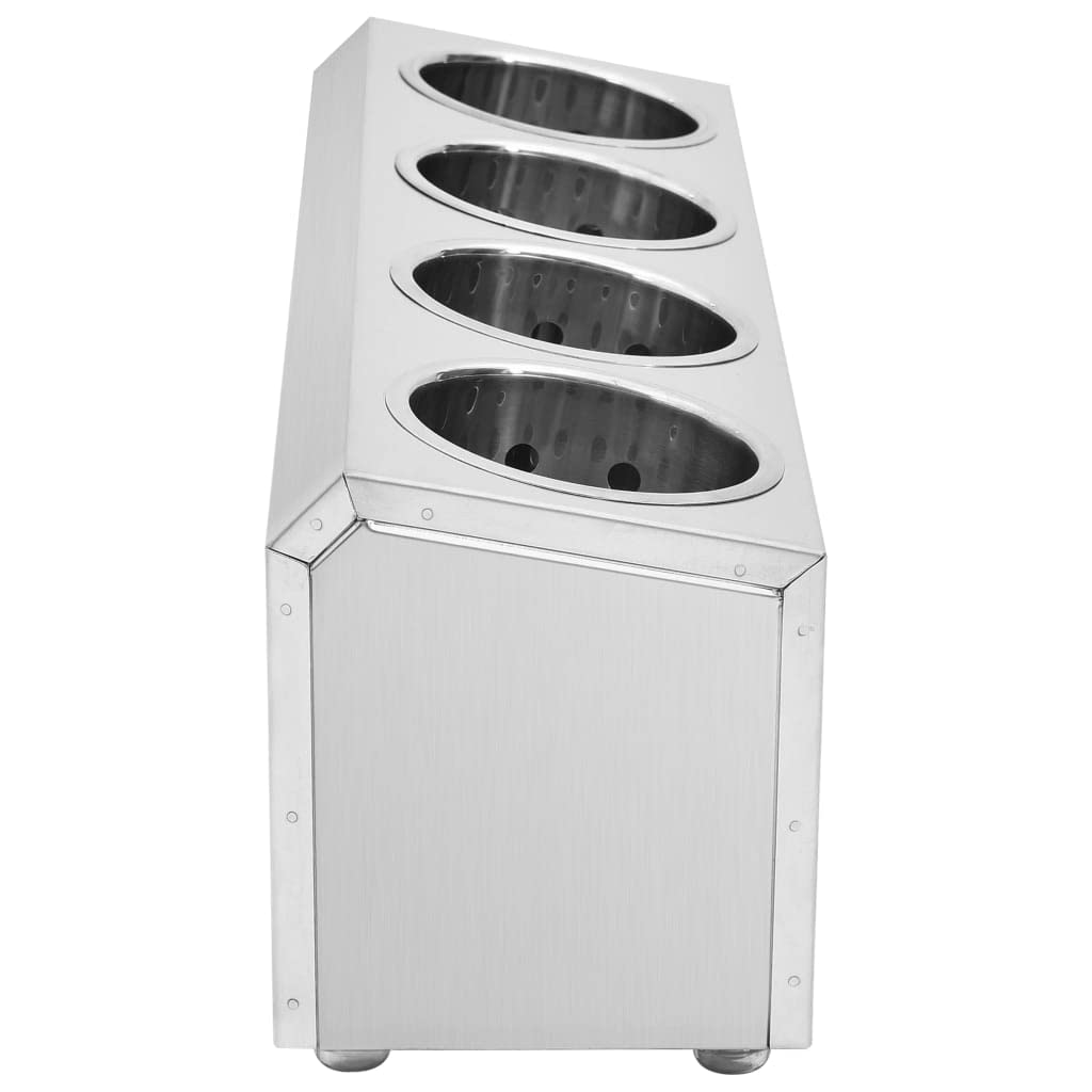 Solivagant Besteckbehälter 4 Fächer Rechteckig Edelstahl, Küche Esszimmer,Küchenhelfer -utensilien,Küchenorganizer,Besteckkästen, 2.75 kg-51227