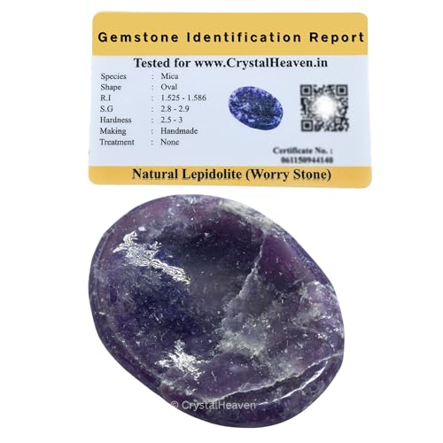 Crystal Heaven Certified Lepidolite Thumb Worry Pebbles Stones For Anxiety Stress Relief Massage- Aaa Grade Original Healing Gemstone Agate Rubbing Stone For Yoga Meditation Spiritual Reiki Feng Shui
