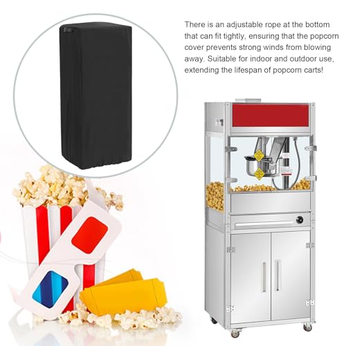 Image of 420D Popcorn Machine Cover, Dustproof Popcorn Maker Cart Cover With Windproof and Adjustable Drawstring Design 16 x 18 x 31inch